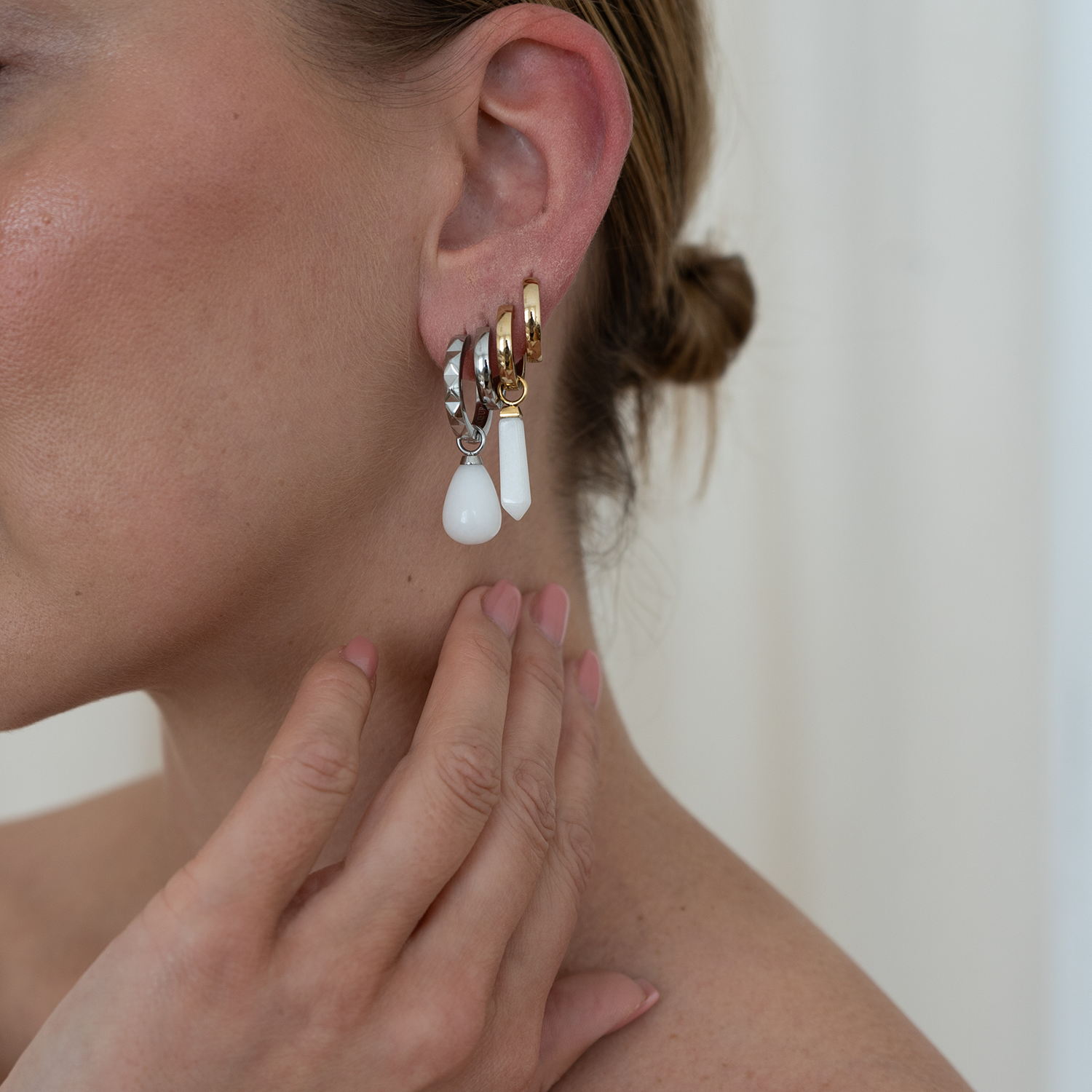 EAR ME UP Charm Gocce Oro-Bianco