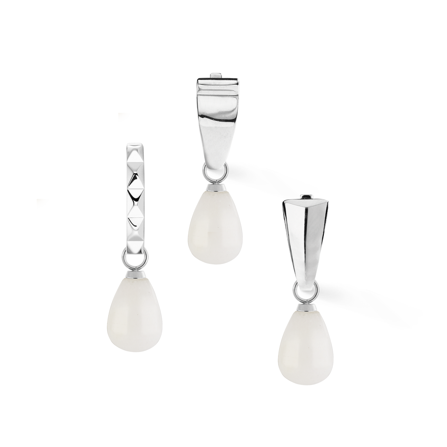 EAR ME UP Charm Gocce Argento-Bianco