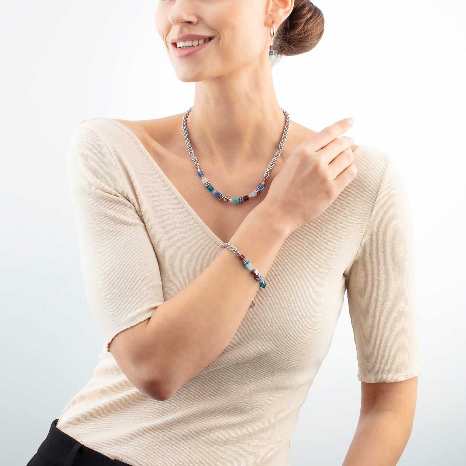 Collana GeoCUBE® Fusion Summer argento-couture