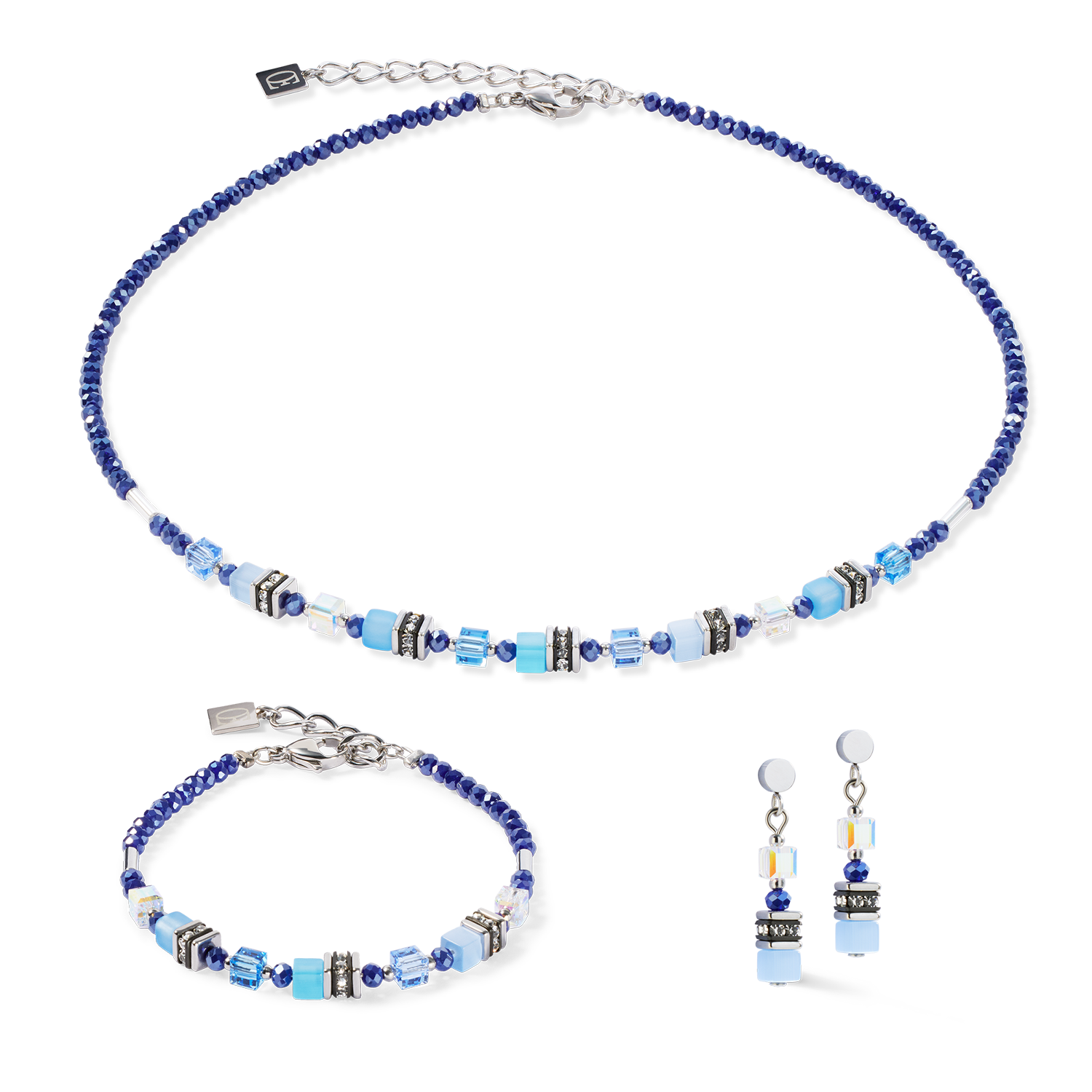 Collana Mini Cubes blu