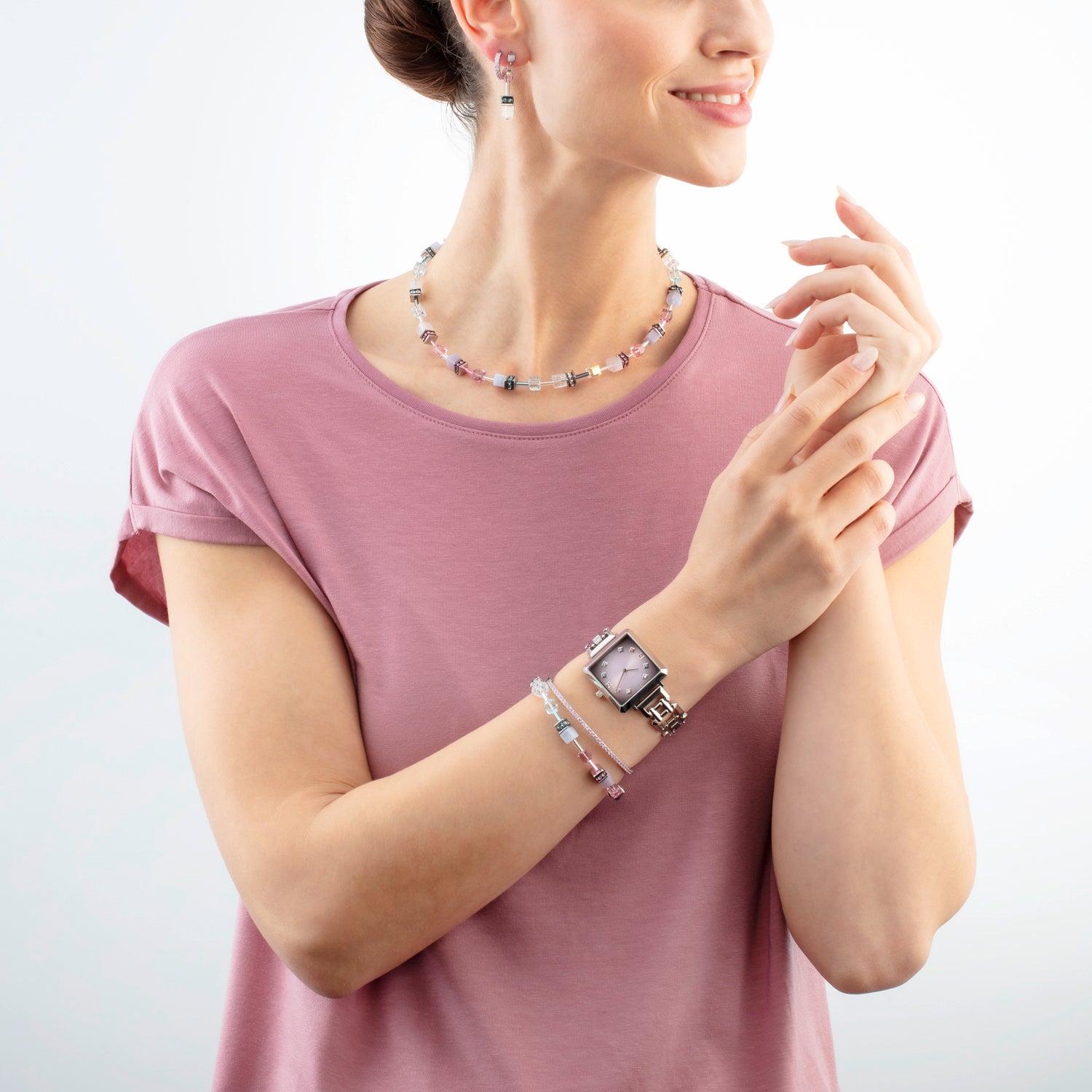 Collana GeoCUBE® Iconic Precious rosa-lilla