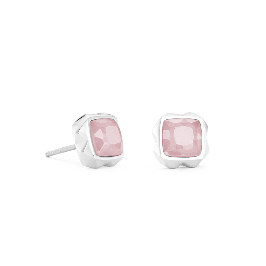 Orecchini Spikes Square Quarzo rosa argento-rosa