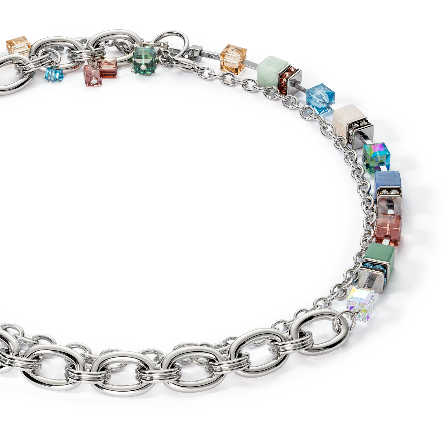 Collana GeoCUBE® Statement Precious Chunky Chain Multiwear 35 multicolor