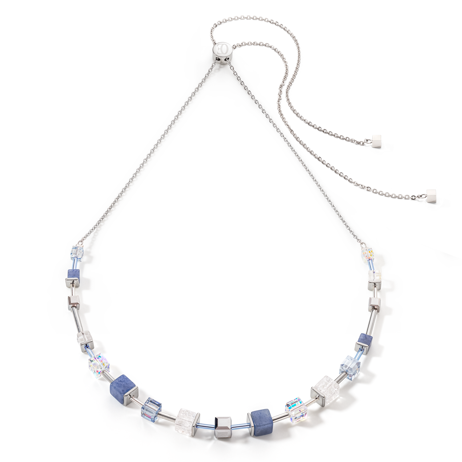 Collana GeoCUBE® Precious & Slider Closure argento blu