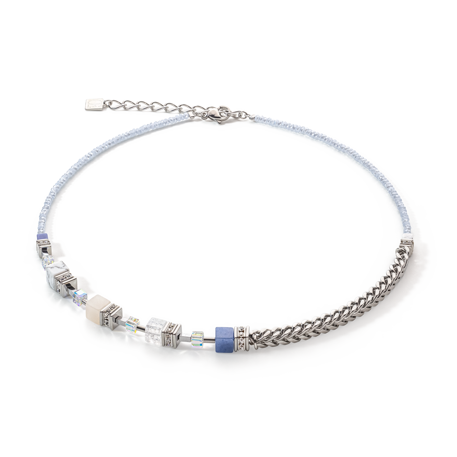 Collana GeoCUBE® Precious Fusion Chunky Chain blu chiaro