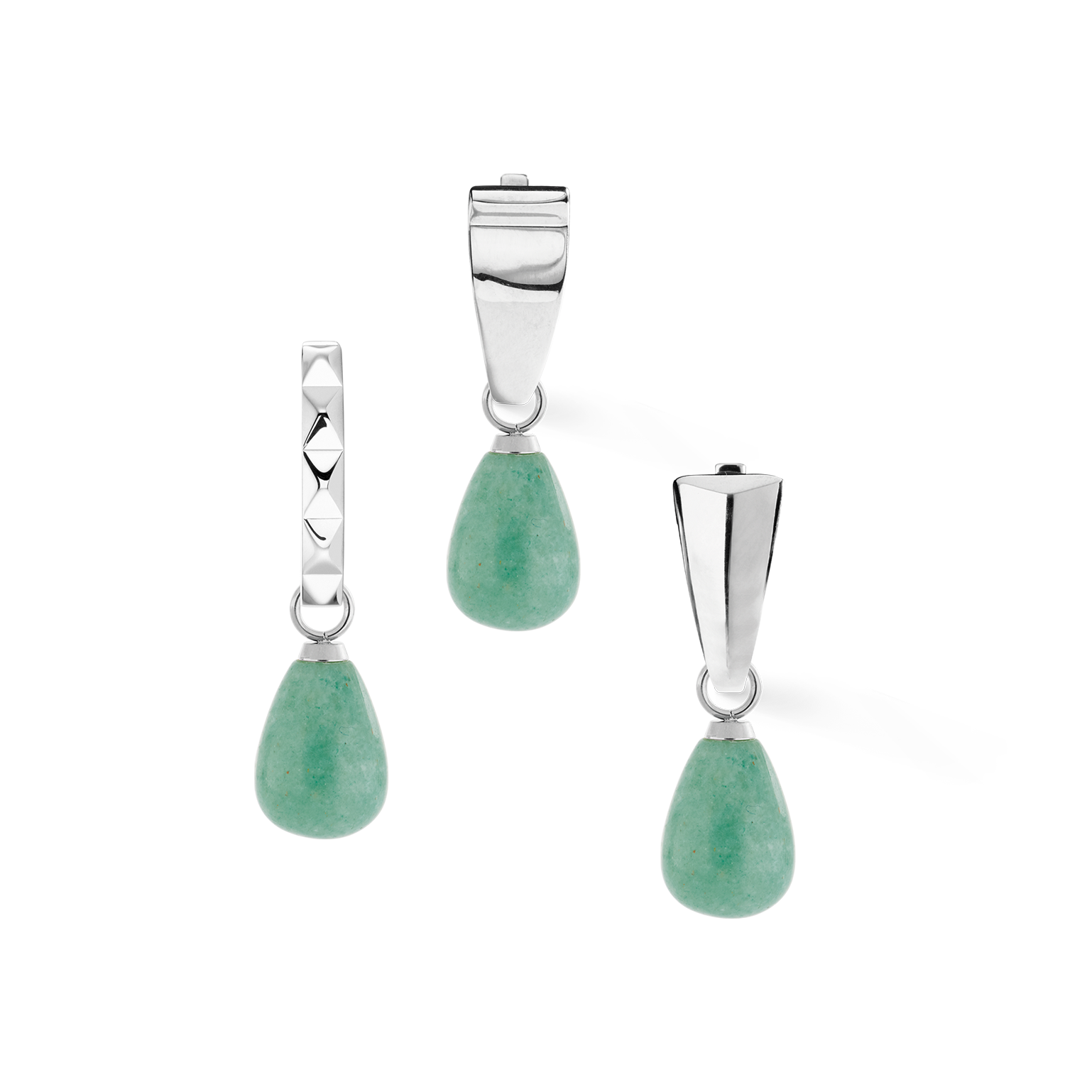 EAR ME UP Charm Gocce Argento-Verde