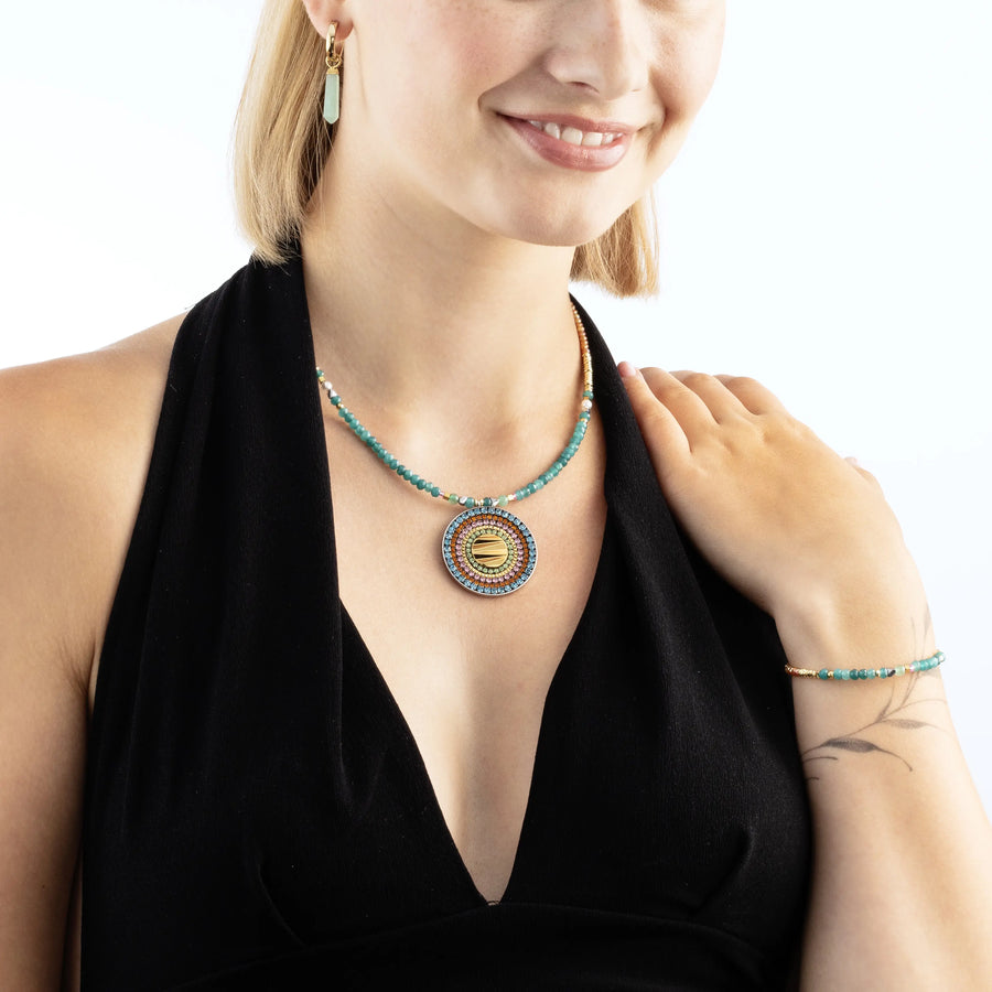 EAR ME UP Charm Obelisco Oro-Verde