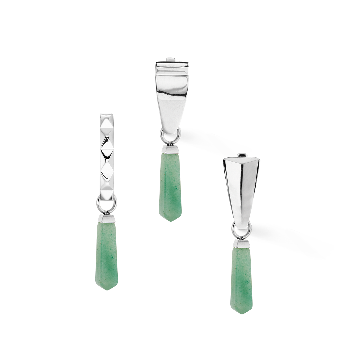 EAR ME UP Charm Obelisco Verde-Argento