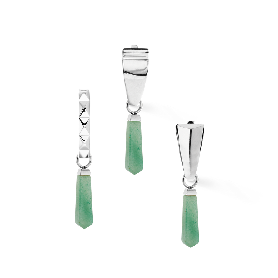EAR ME UP Charm Obelisco Verde-Argento
