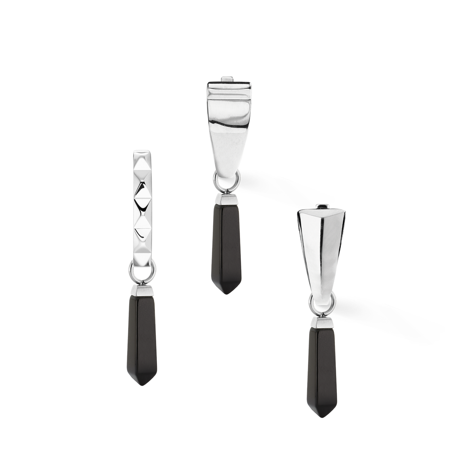EAR ME UP Charm Obelisco Argento-Nero