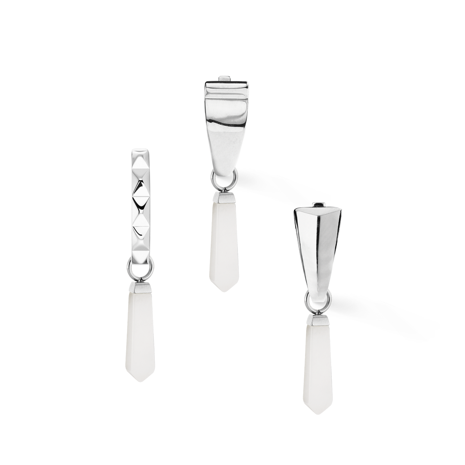EAR ME UP Charm Obelisco Argento-Bianco