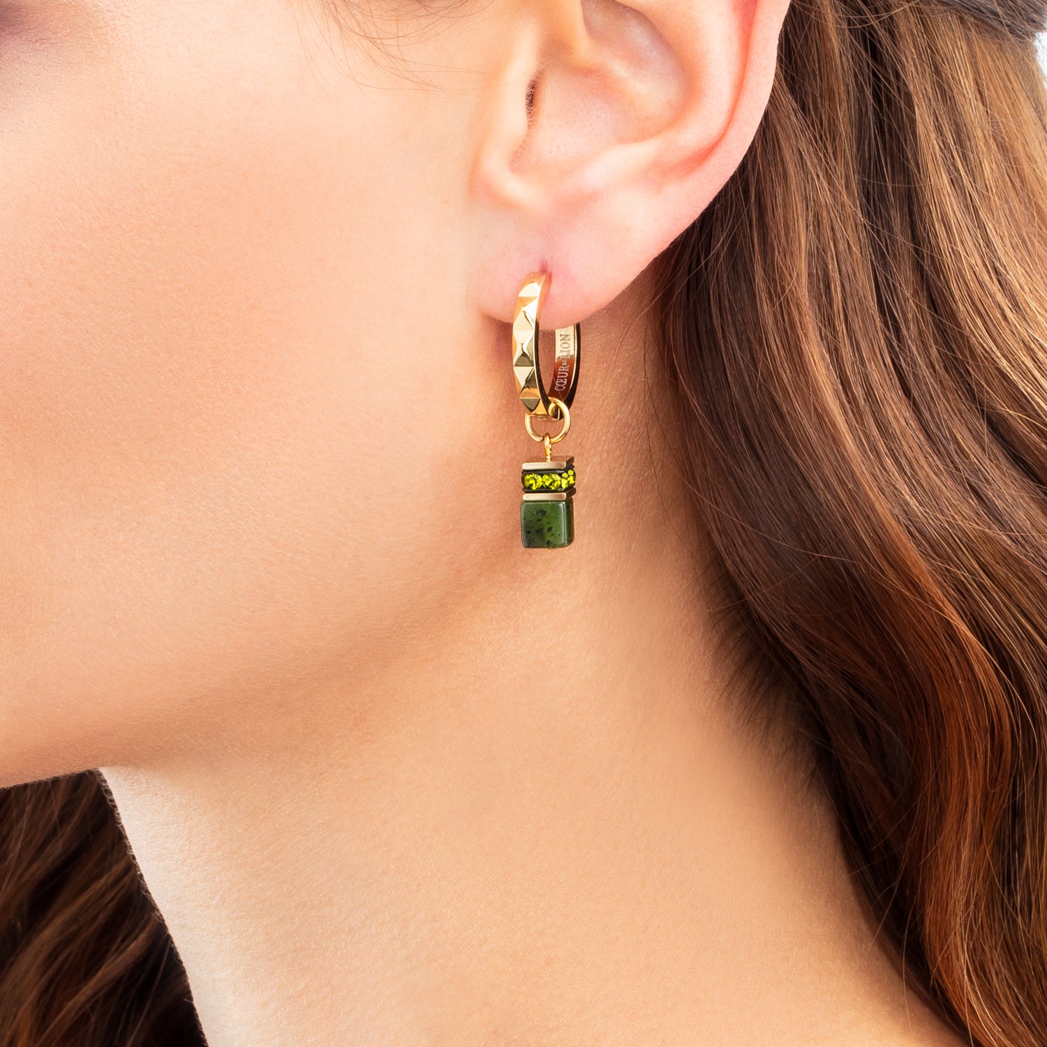 EAR ME UP Charm GeoCUBE® oro-verde