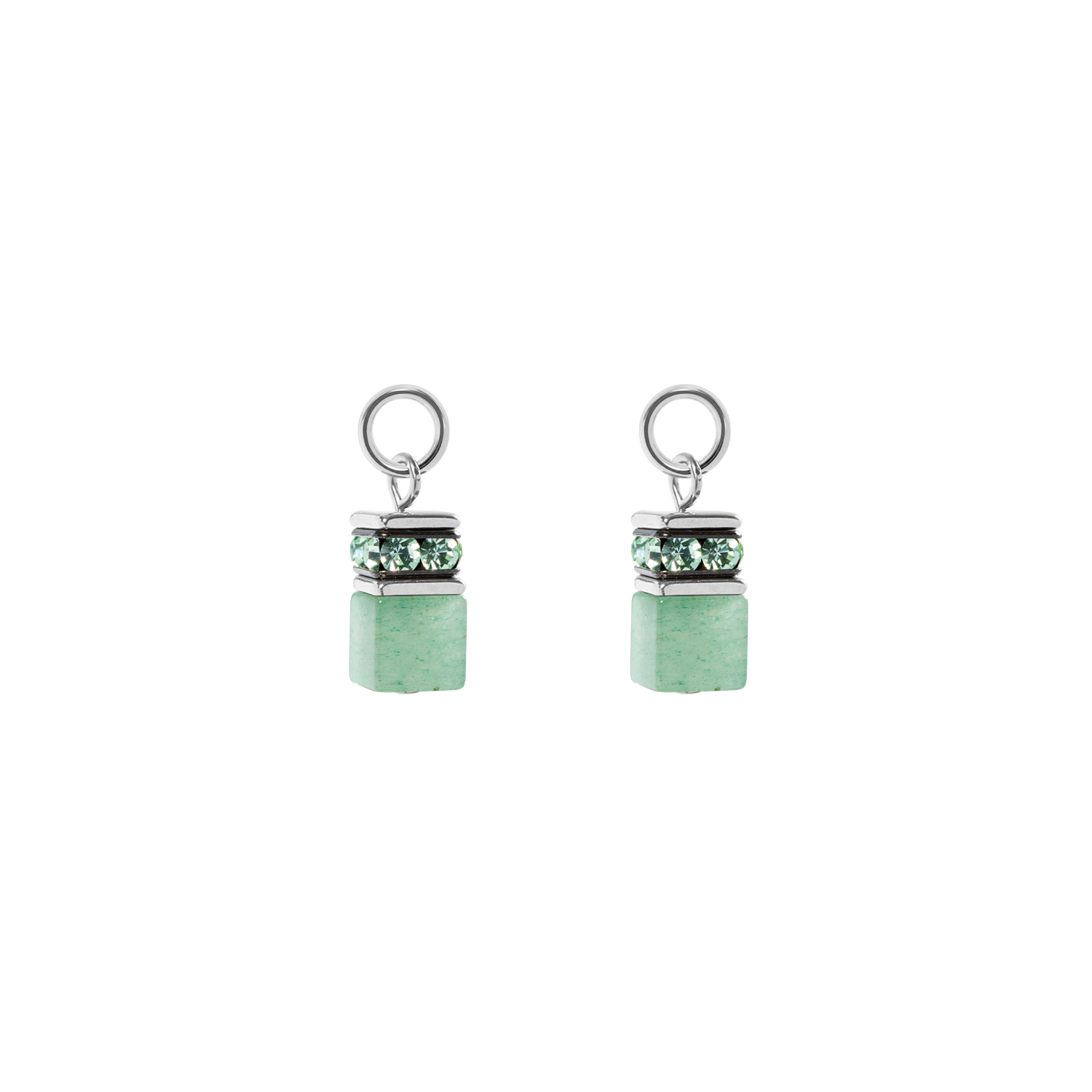 EAR ME UP Charm GeoCUBE® argento-verde chiaro