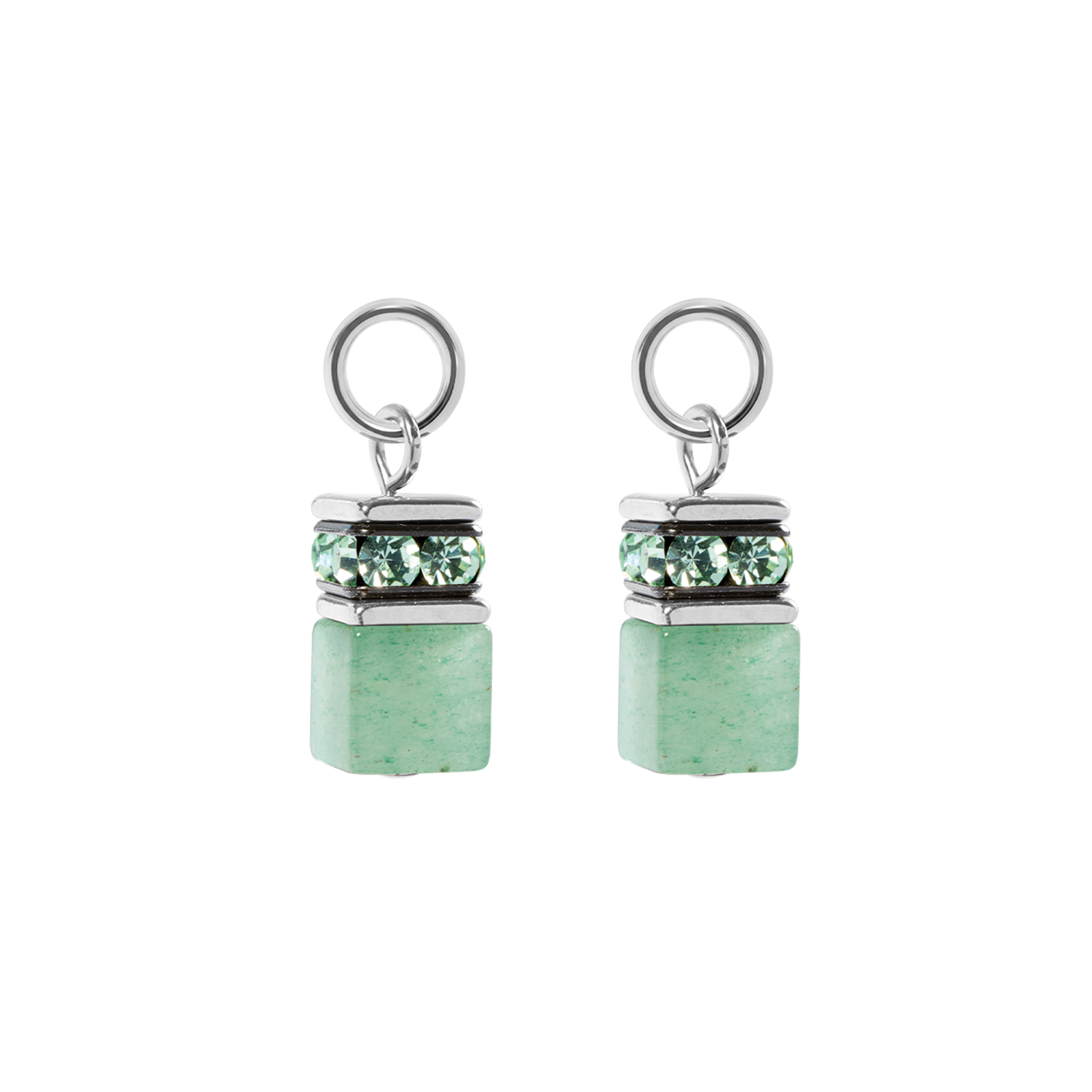 EAR ME UP Charm GeoCUBE® argento-verde chiaro
