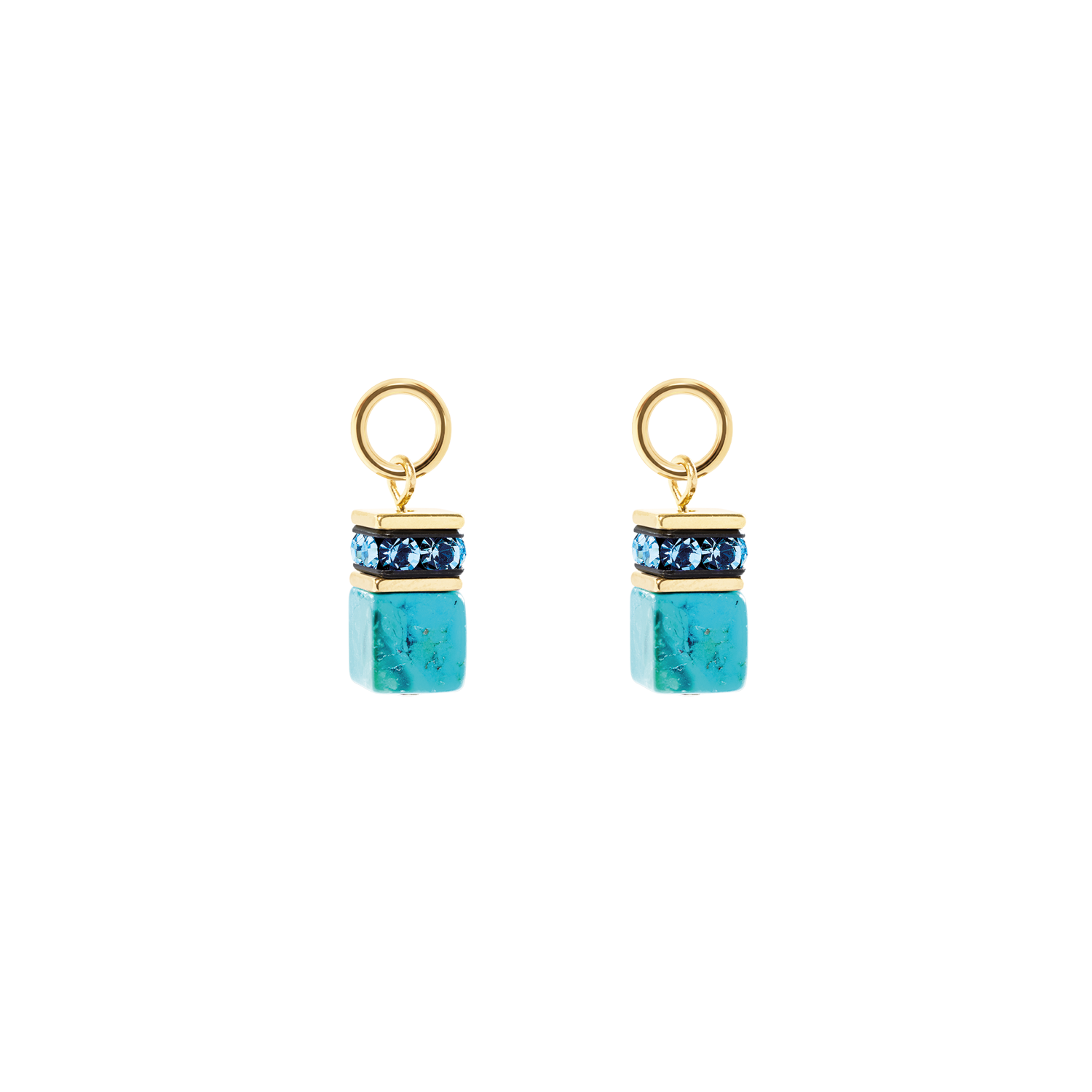 EAR ME UP Charm GeoCUBE® oro-turchese
