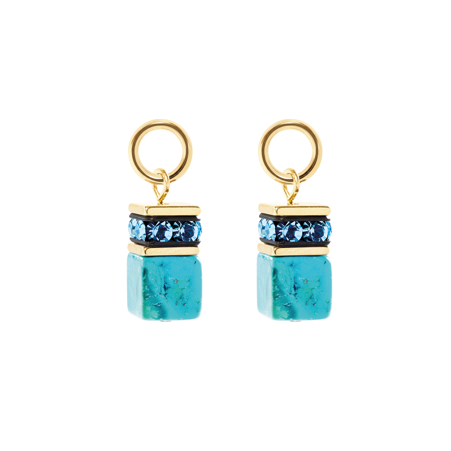 EAR ME UP Charm GeoCUBE® oro-turchese