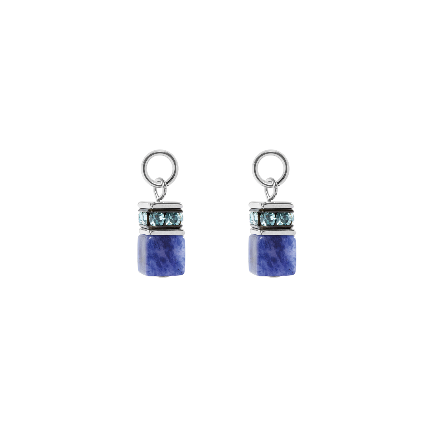 EAR ME UP Charm GeoCUBE® argento-blu