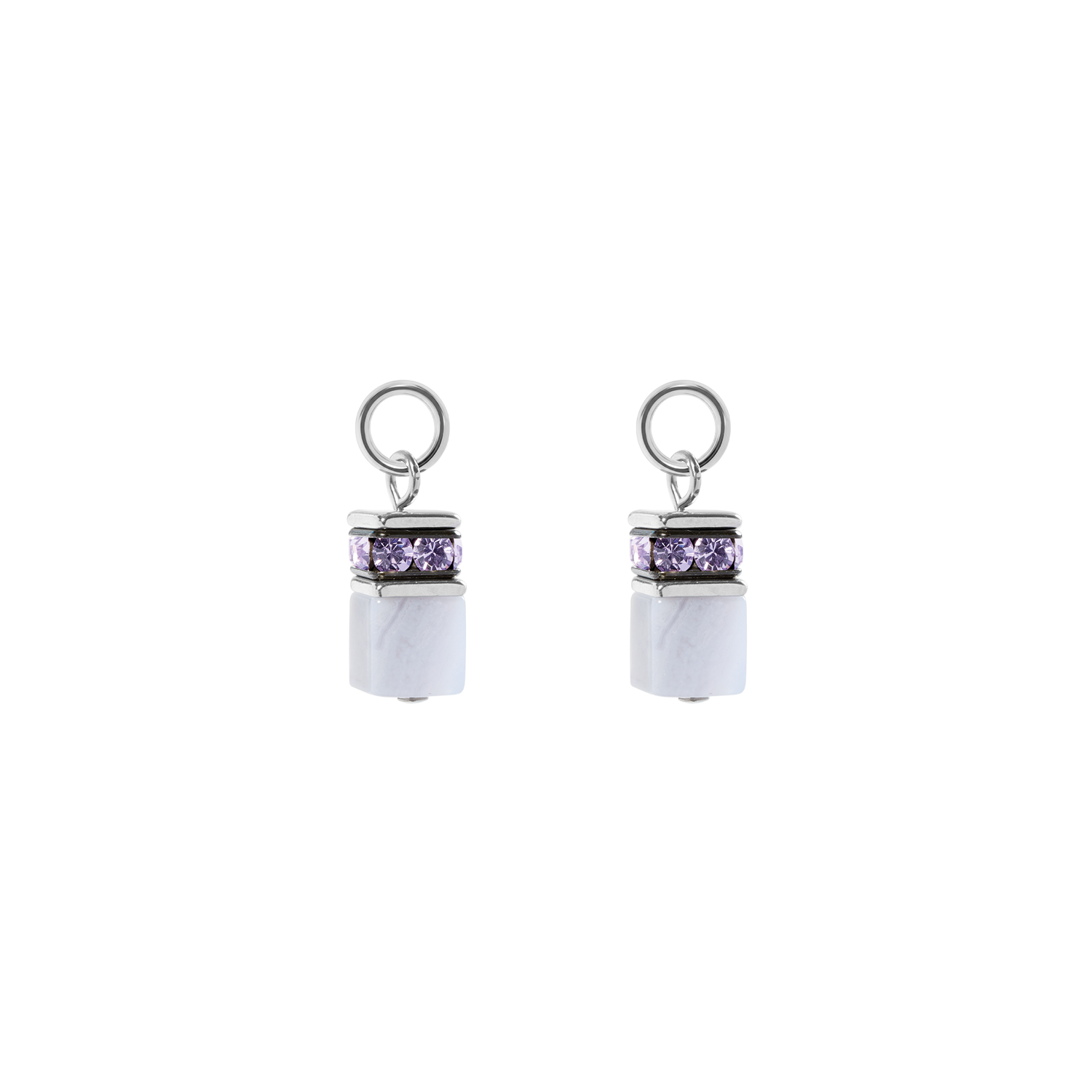 EAR ME UP Charm GeoCUBE® argento-azzurro