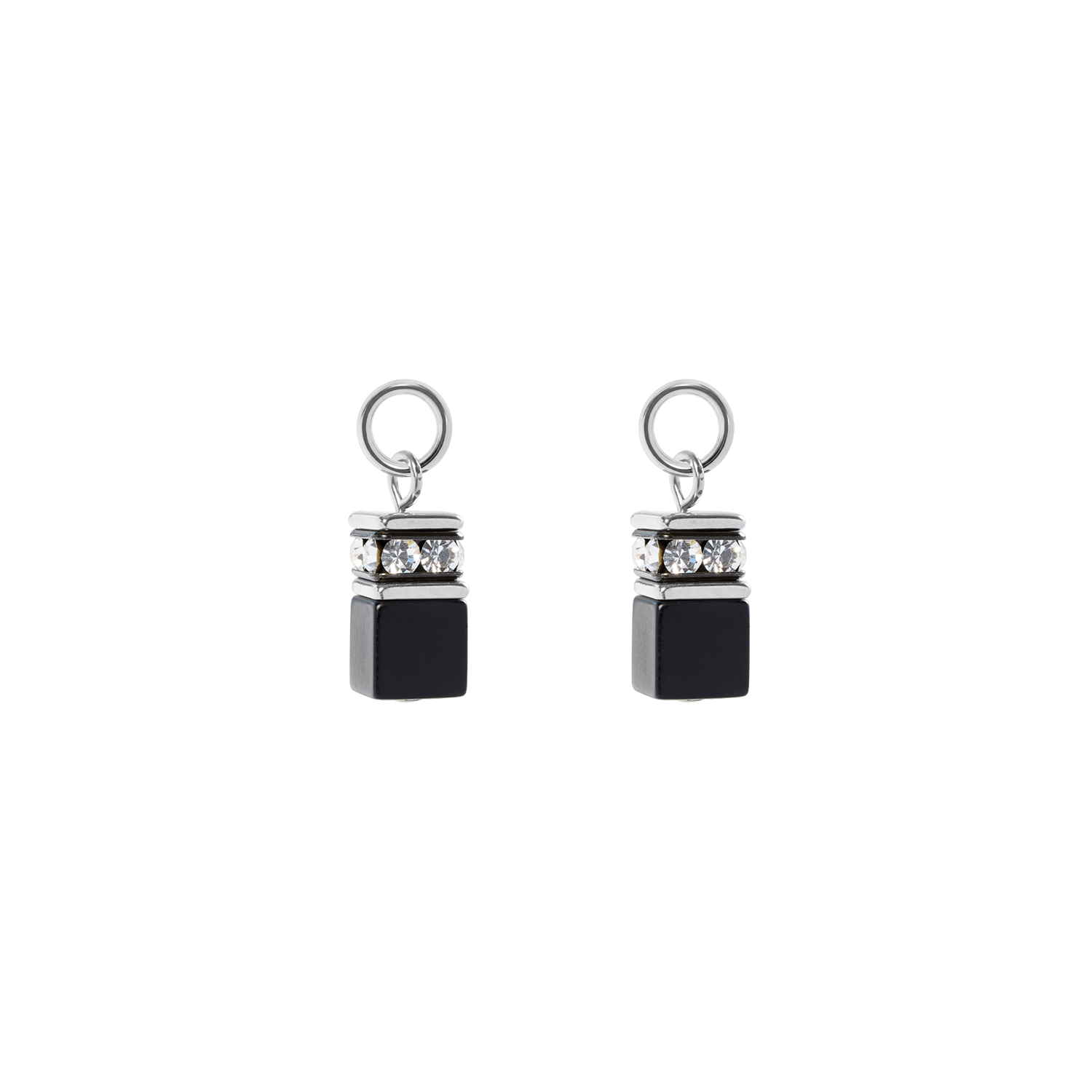 EAR ME UP Charm GeoCUBE® argento-nero