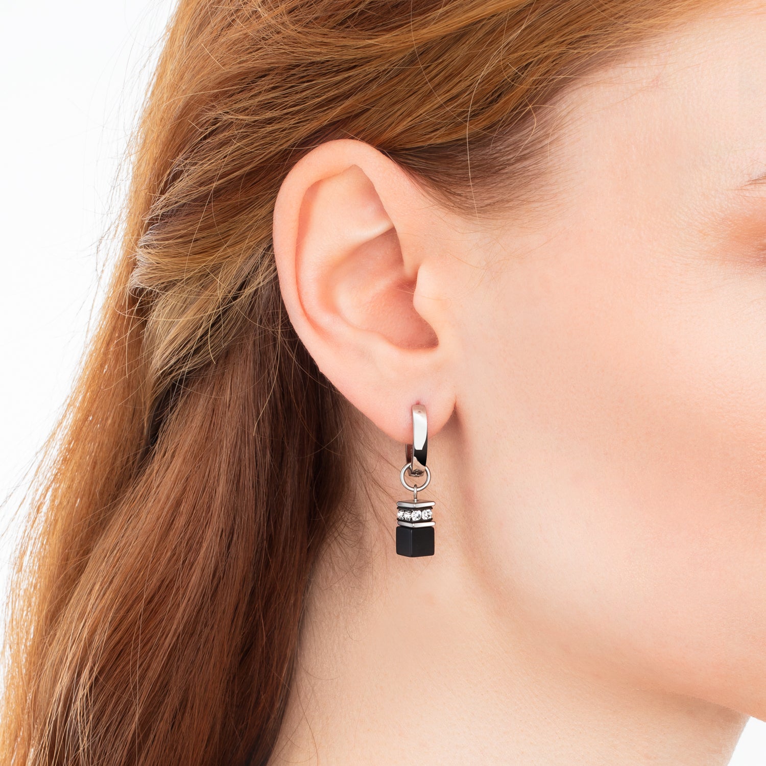 EAR ME UP Charm GeoCUBE® argento-nero