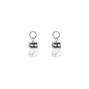 EAR ME UP Charm GeoCUBE® argento-bianco