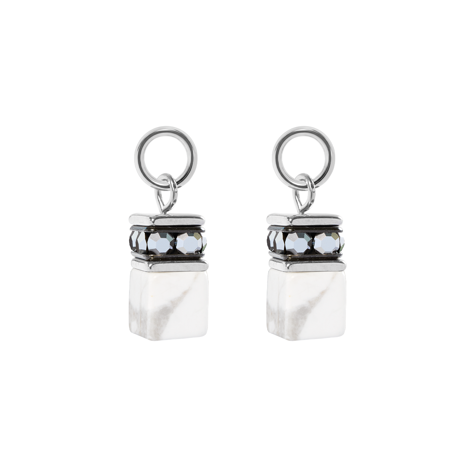 EAR ME UP Charm GeoCUBE® argento-bianco