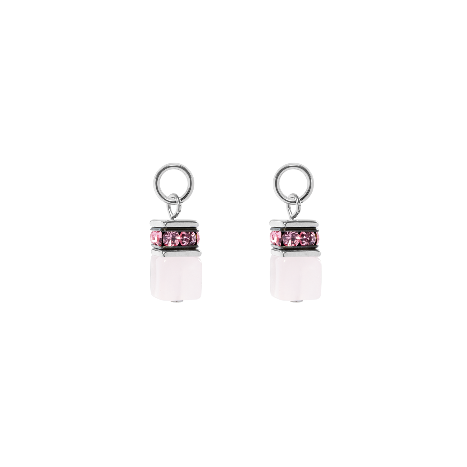 EAR ME UP Charm GeoCUBE® argento-rosa