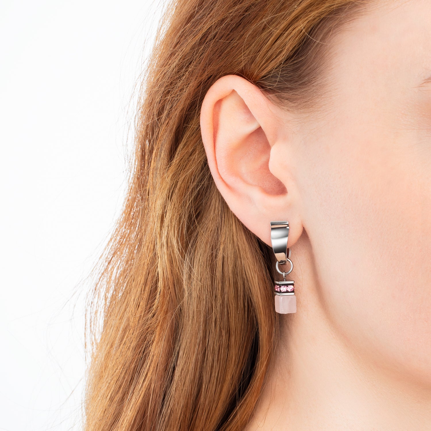 EAR ME UP Charm GeoCUBE® argento-rosa