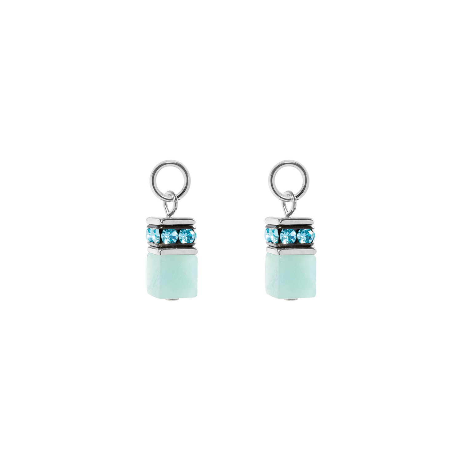 EAR ME UP Charm GeoCUBE® argento-acqua