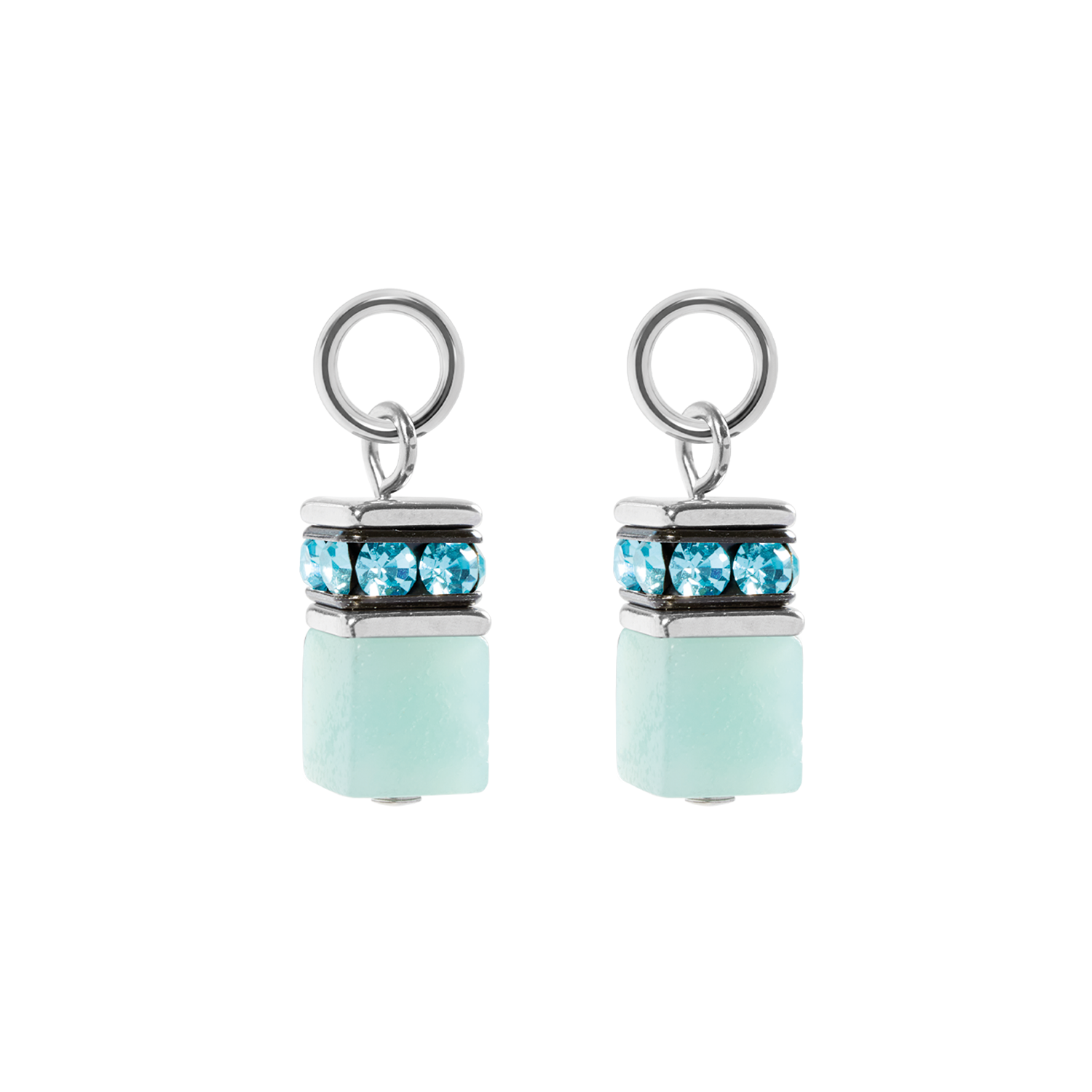 EAR ME UP Charm GeoCUBE® argento-acqua