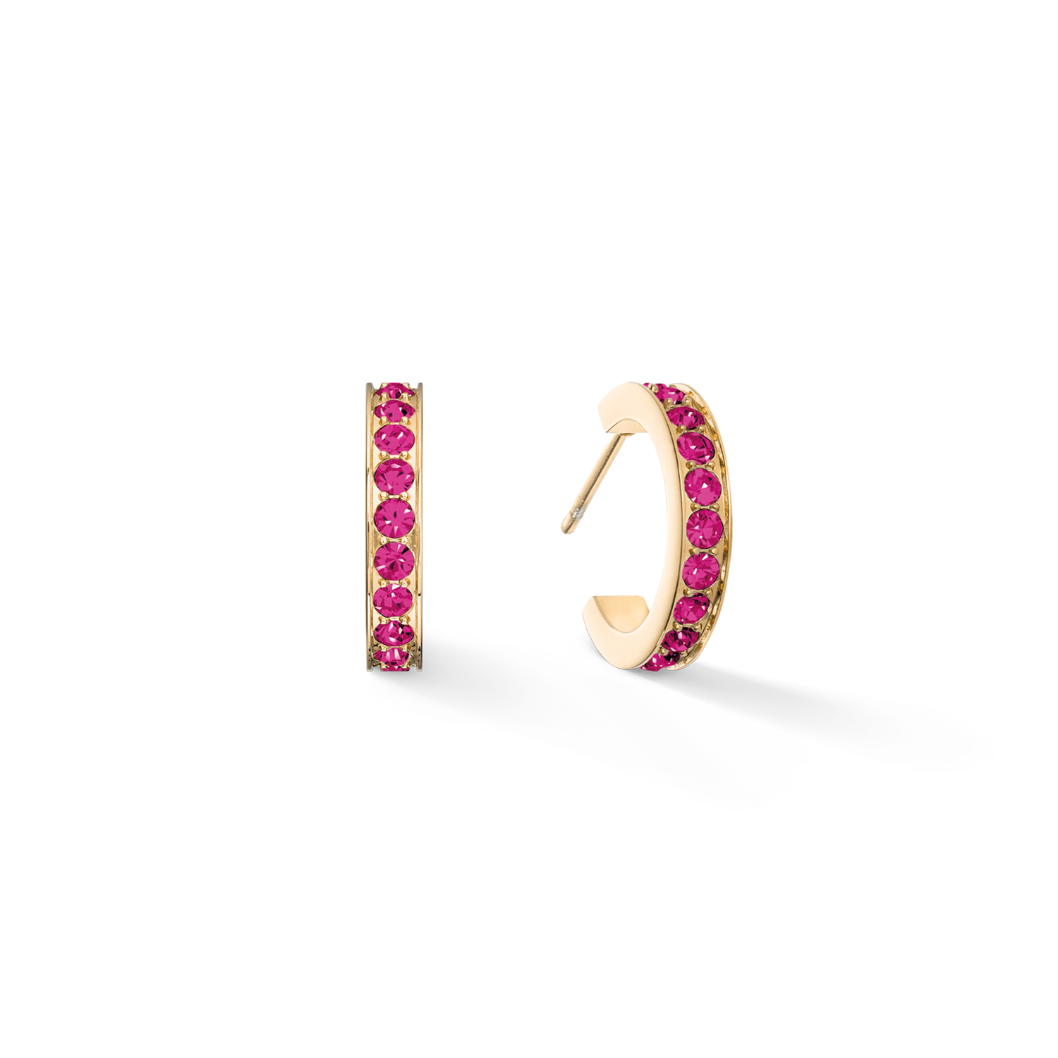 Orecchini a cerchio 15 acciaio inossidabile e cristalli oro-rosa