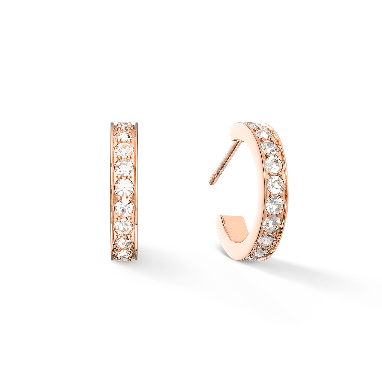 Orecchini a cerchio 15 acciaio inossidabile e cristalli oro rosé-cristallo