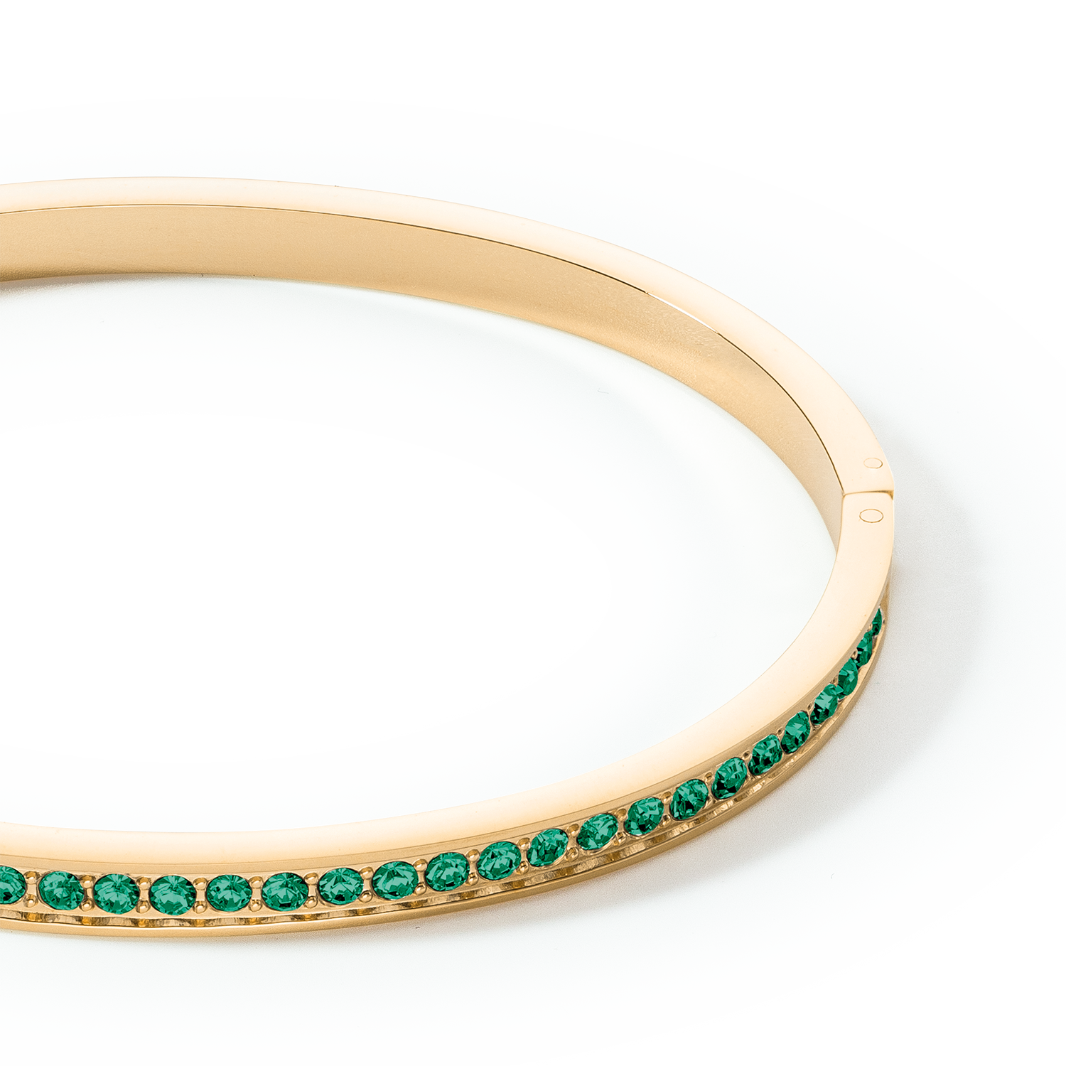 Bracciale rigido in acciaio inossidabile e cristalli oro-verde scuro 19