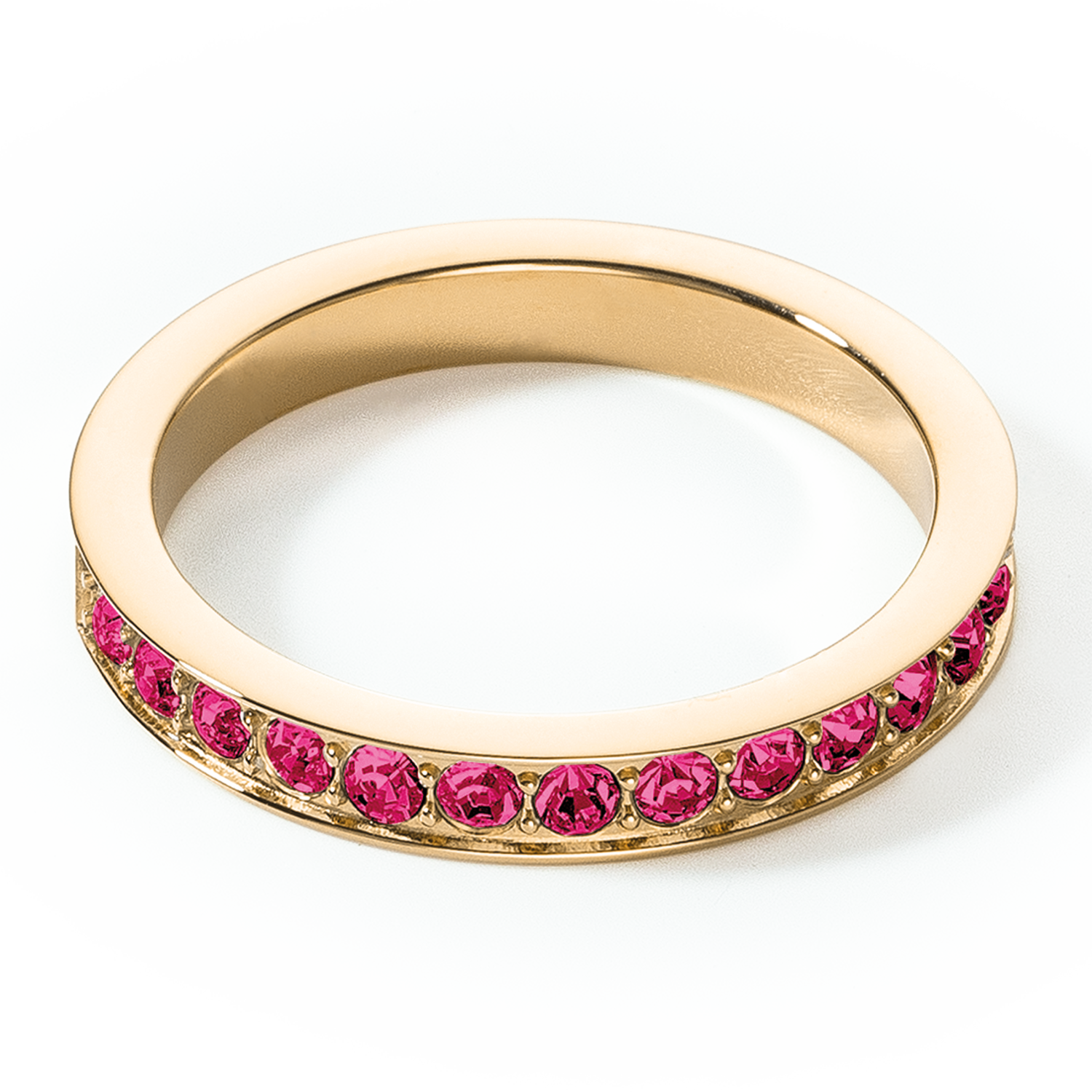 Anello in acciaio inossidabile e cristalli oro-rosa