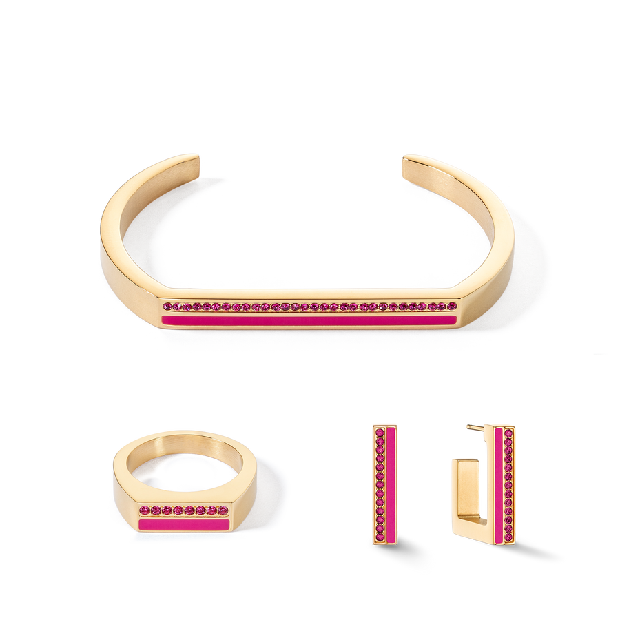 Orecchini Creole Square Stripes 20 oro-rosa