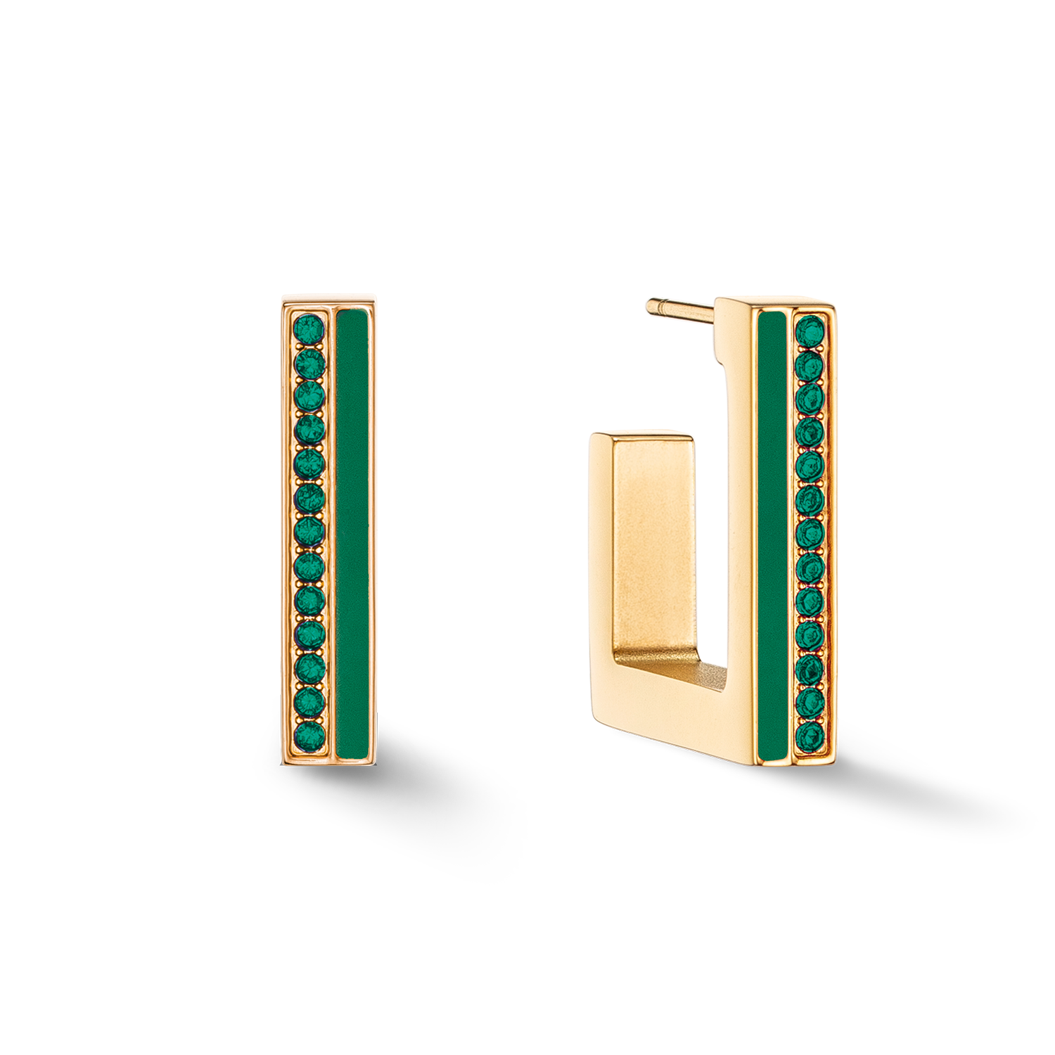 Orecchini Creole Square Stripes 20 oro-verde