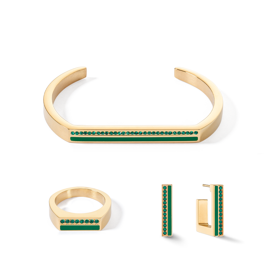 Orecchini Creole Square Stripes 20 oro-verde