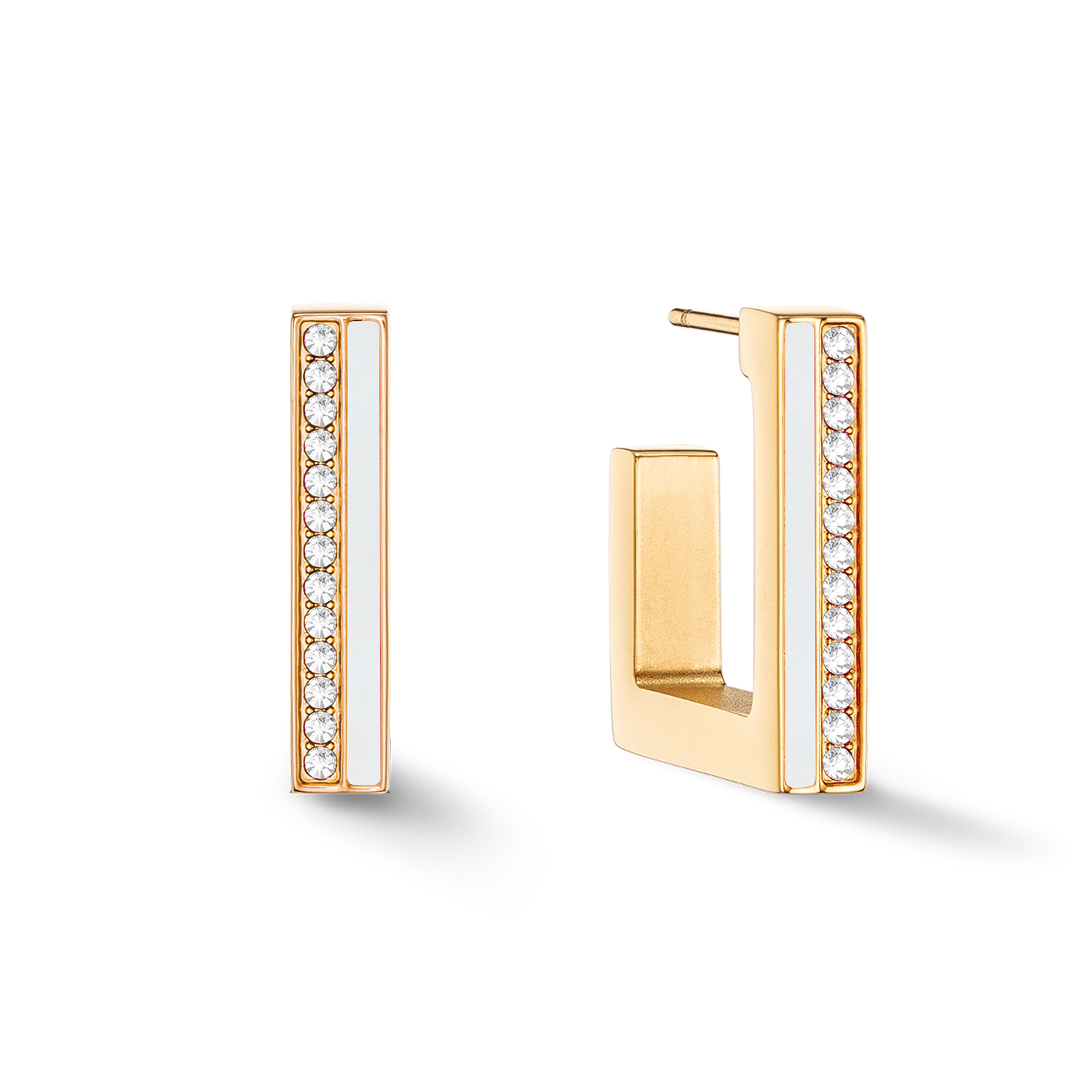 Orecchini Creole Square Stripes 20 oro-bianco