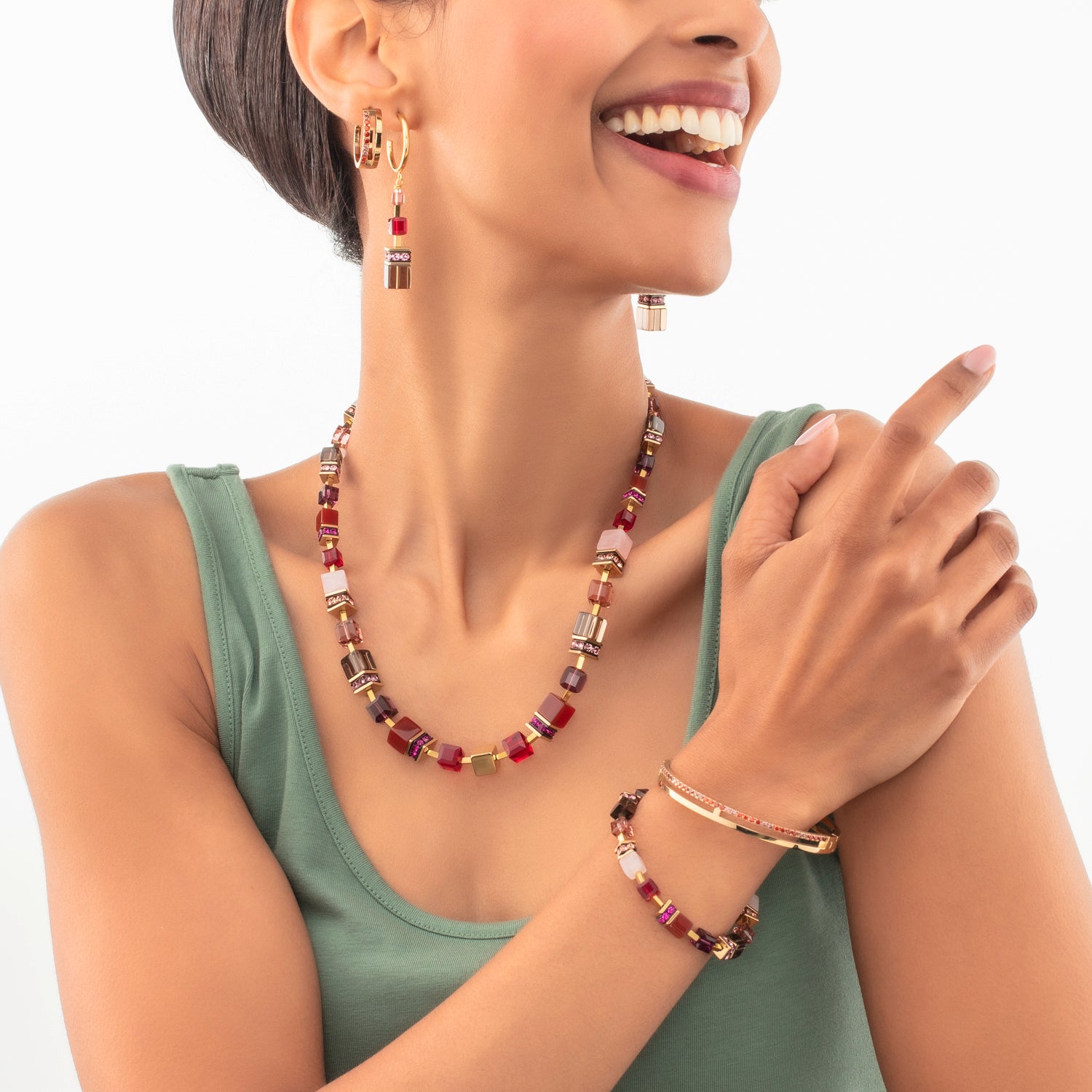 Eternal Unity orecchini a cerchio oro-rosso