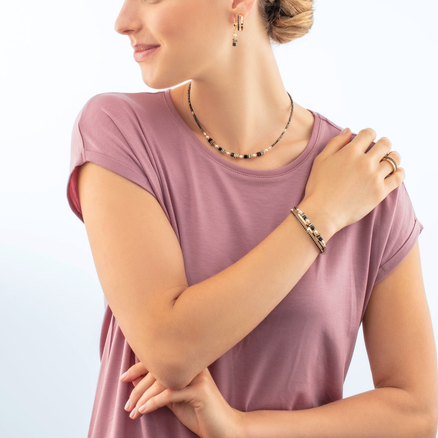 Eternal Unity orecchini a cerchio oro-nero