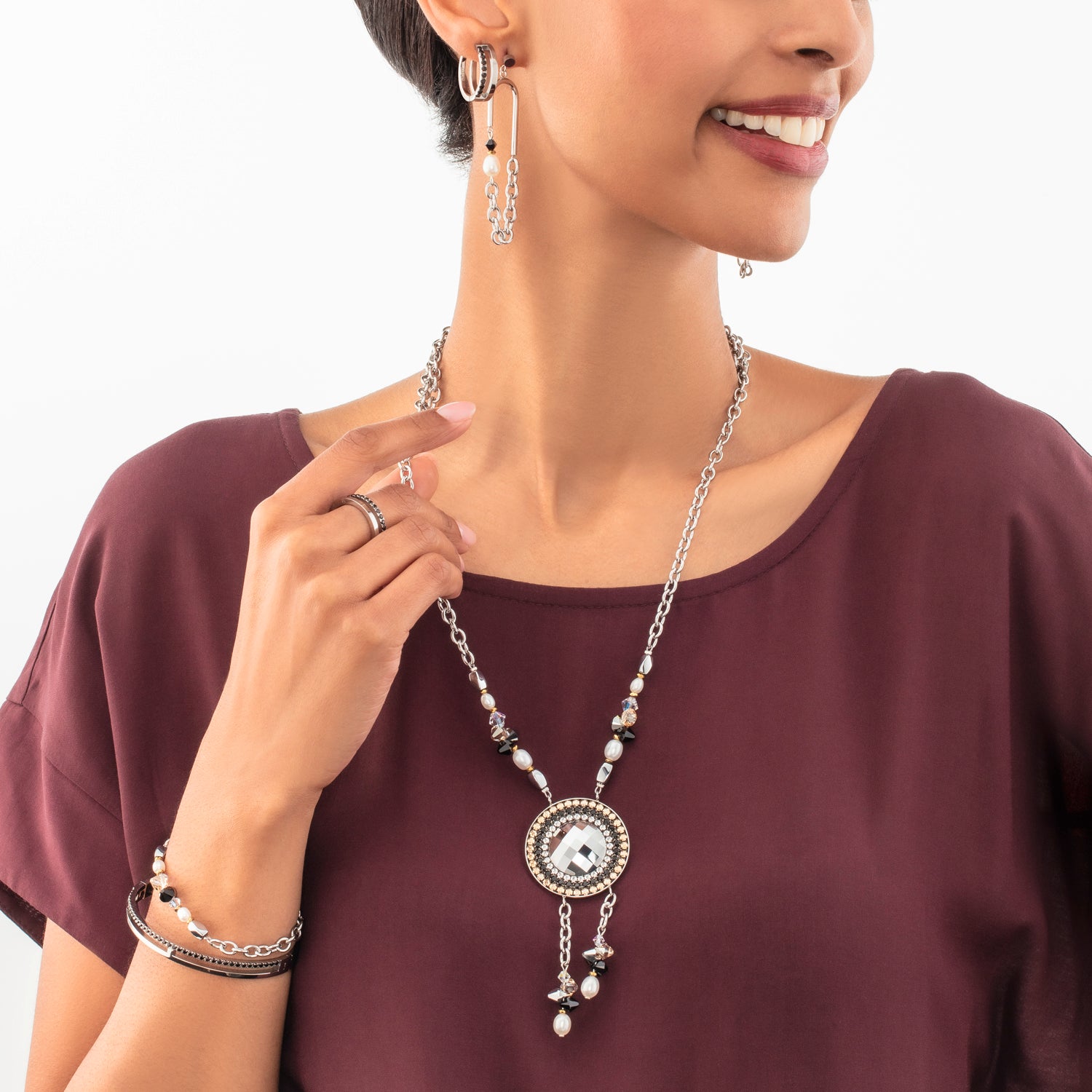 Eternal Unity orecchini a cerchio argento-nero