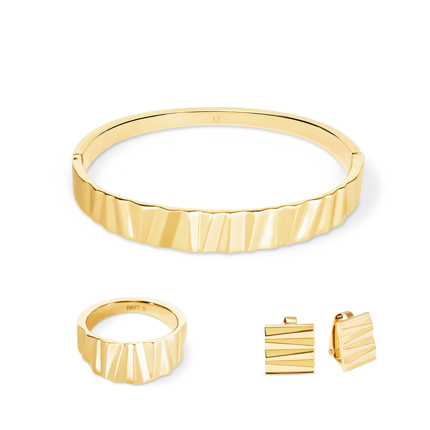 Orecchini a clip Square Wave Gold