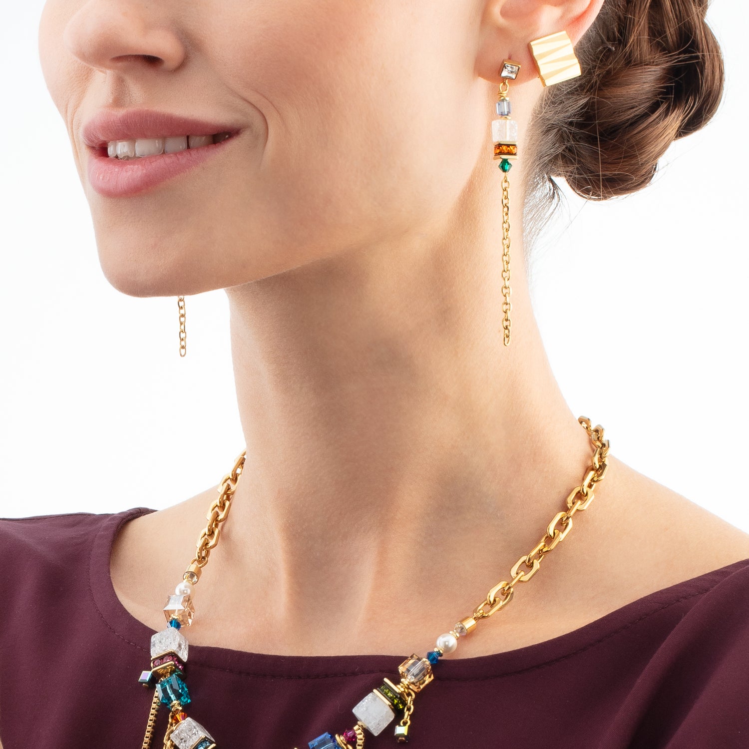 Orecchini a clip Square Wave Gold