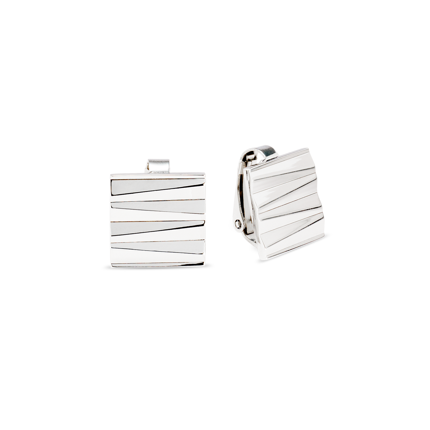 Orecchini a clip Square Wave Silber