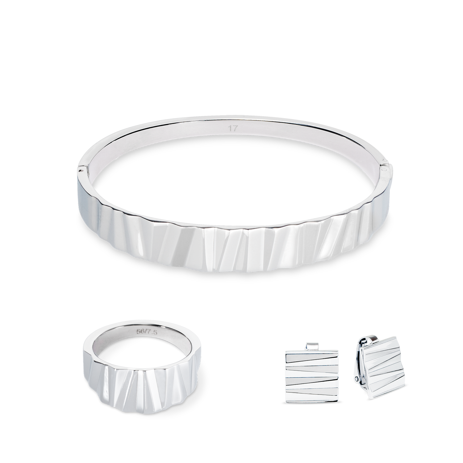 Orecchini a clip Square Wave Silber