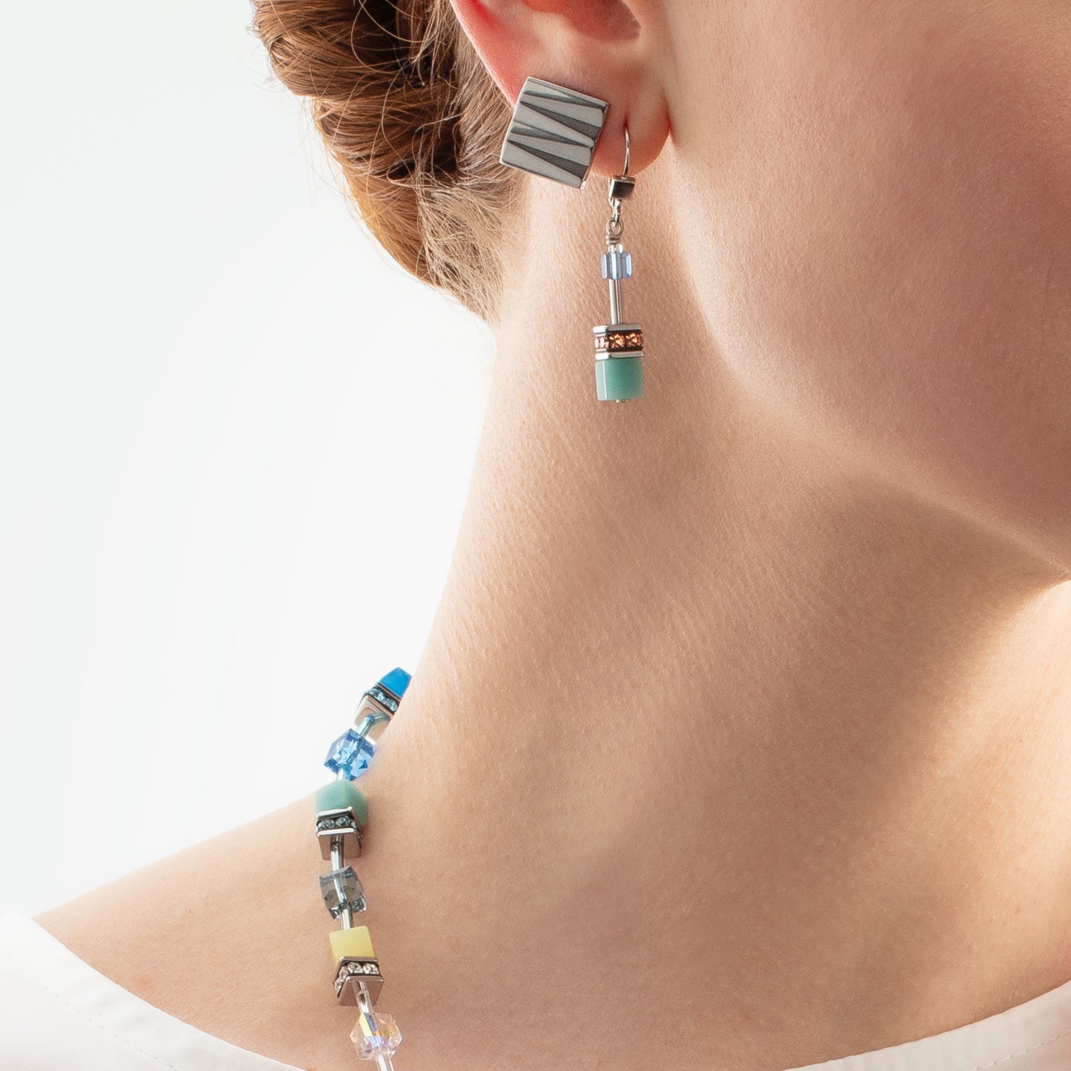 Orecchini a clip Square Wave Silber