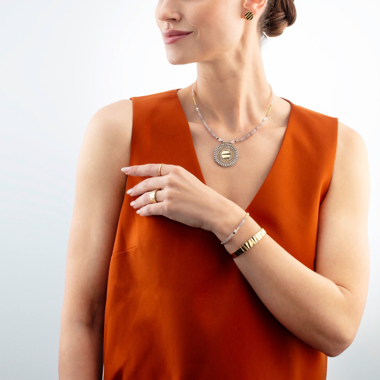 Orecchini a buco Round Wave Gold