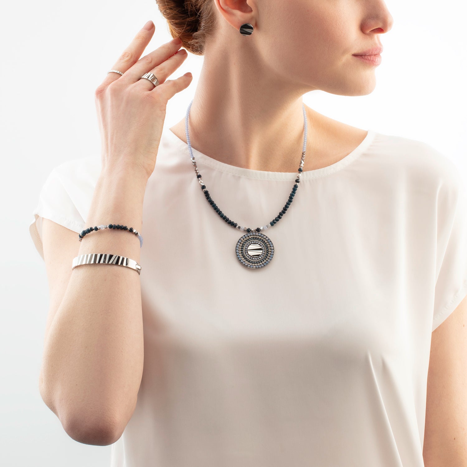 Orecchini a buco Round Wave Silber