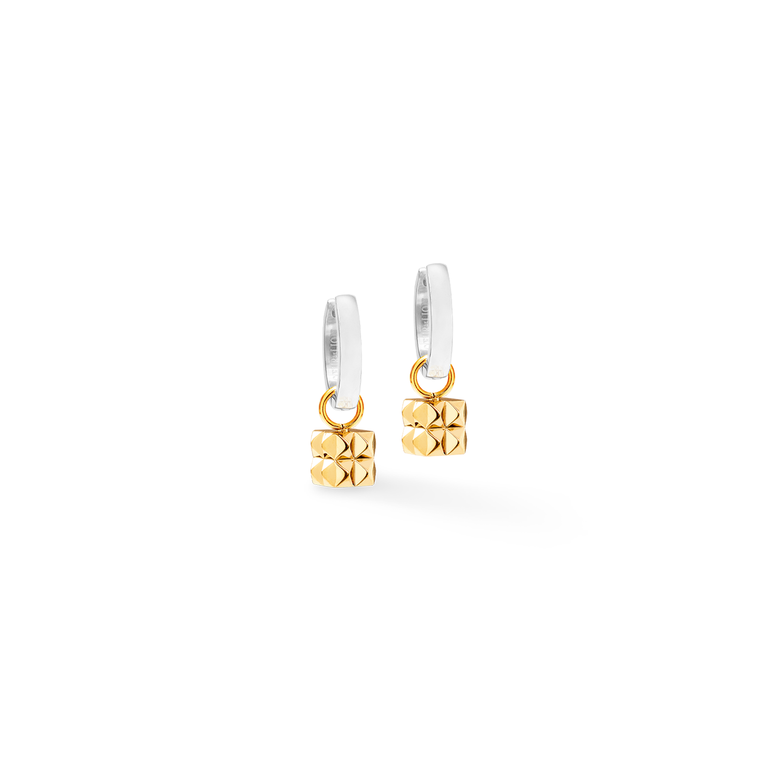 Orecchini creoli Spikes Cube argento-oro