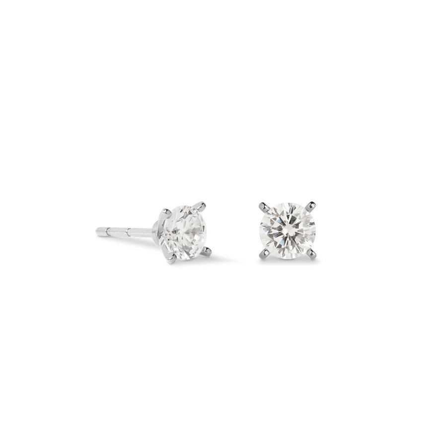 Orecchini a buco Glam Dot 5 mm argento-cristallo